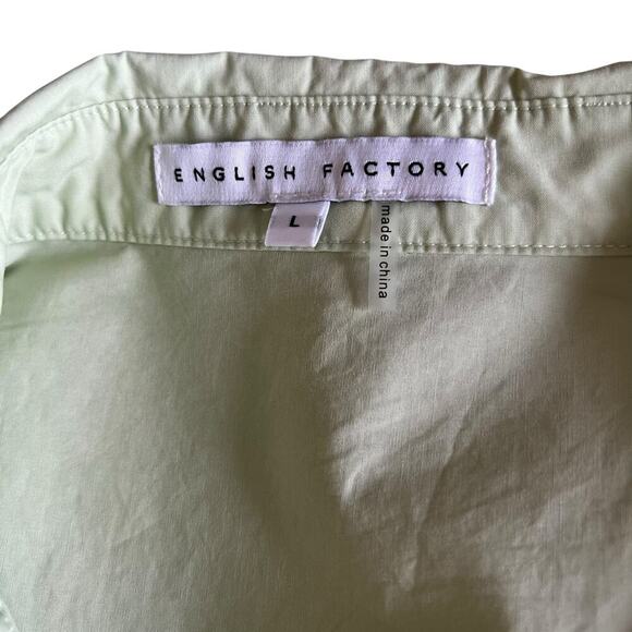 English Factory Shirt Dress Large Light Green Long Sleeve Button Down Minimalist - Picture 5 of 10